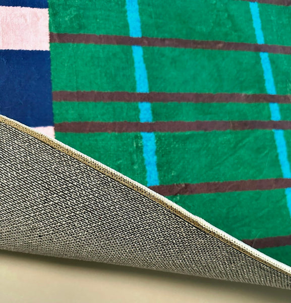 Modern Rugs for Living Room, Geometric Area Rugs, Green Mid Century Contemporary Rugs, Colorful Area Rugs for Bedroom-Paintingforhome