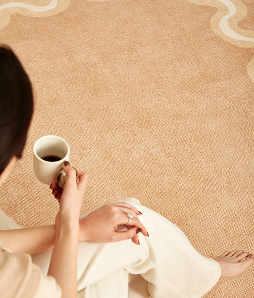 Large Modern Rugs for Living Room, Bedroom Modern Rugs, Dining Room Geometric Modern Rugs, Cream Color Contemporary Modern Rugs-Paintingforhome