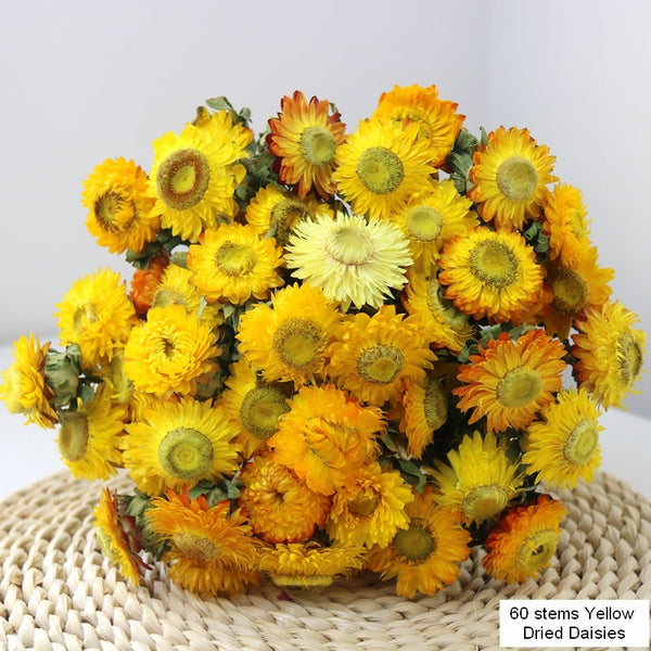 Natural Decorations, A Bunch of Dried Daisy Flowers, Flower Arrangements, Natural Dried Yellow Daisy Flowers, Handmade Artificial Flowers for Home Decor-Paintingforhome