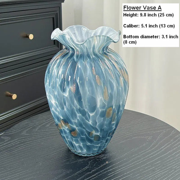 Modern Glass Bud Vases, Centerpiece Vases on Table, Handmade Liuli Vases, Color Glaze Vase, Contemporary Vases for Modern Home Decor-Paintingforhome