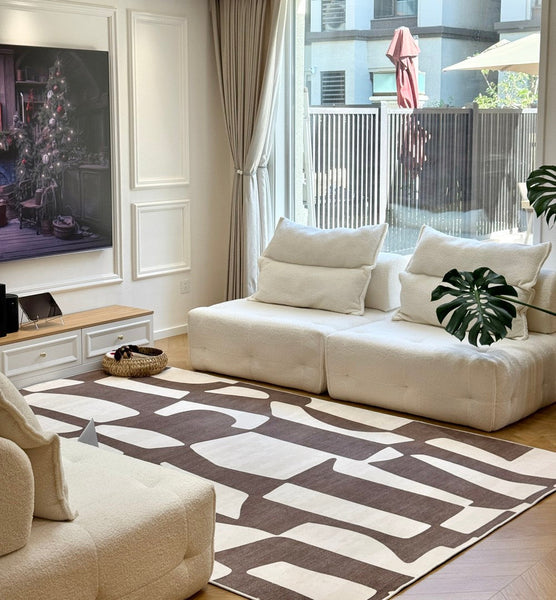 Abstract Contemporary Rugs for Bedroom, Modern Rugs under Sofa, Dining Room Floor Rugs, Modern Rug Ideas for Living Room-Paintingforhome