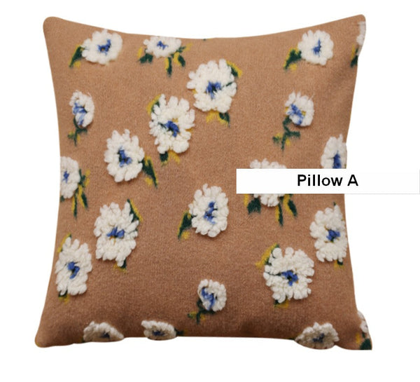 Square Modern Throw Pillows for Couch, Contemporary Modern Sofa Pillows, Flower Decorative Pillow Covers, Decorative Pillows for Bedroom-Paintingforhome