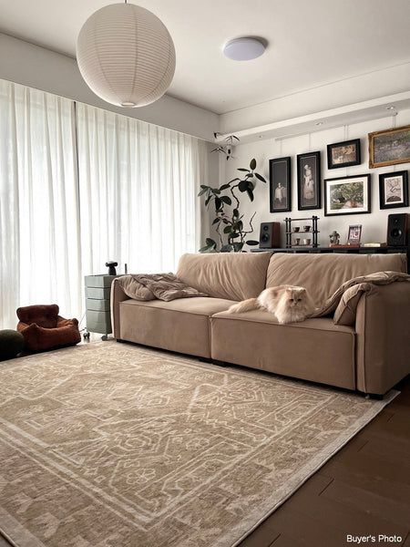 Large Modern Rugs under Dining Room Table, Contemporary Abstract Rugs Next to Bed, Geometric Modern Carpets for Office, Vintage Soft Turkish Rug for Living Room-Paintingforhome