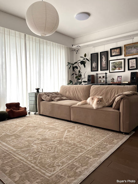 Large Modern Rugs under Dining Room Table, Contemporary Abstract Rugs Next to Bed, Geometric Modern Carpets for Office, Vintage Soft Turkish Rug for Living Room-Paintingforhome