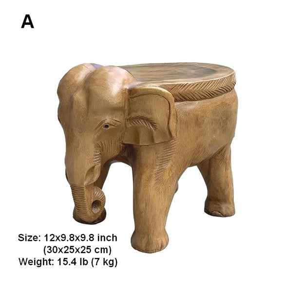 Elephant Sofa Stool, Dining Table Stool, Handmade Solid Wood low Stool, Elephant Wooden Stool, Creative Shoe-changing Stool-Paintingforhome