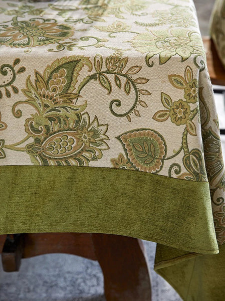 Table Cover for Dining Room Table, Flower Pattern Linen Tablecloth for Round Table, Modern Kitchen Table Cover, Simple Modern Rectangle Tablecloth Ideas for Oval Table-Paintingforhome