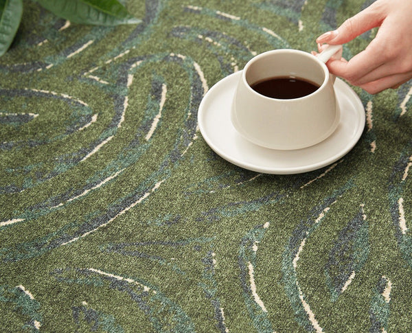 Bedroom Abstract Modern Area Rugs, Green Contemporary Modern Rugs, Geometric Round Rugs for Dining Room, Mid Century Round Modern Rugs under Chairs-Paintingforhome