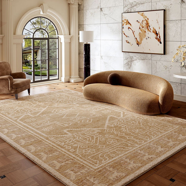 Large Modern Rugs under Dining Room Table, Contemporary Abstract Rugs Next to Bed, Geometric Modern Carpets for Office, Vintage Soft Turkish Rug for Living Room-Paintingforhome