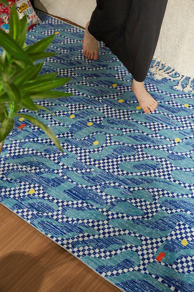 Abstract Area Rugs for Living Room, Contemporary Modern Rugs Next to Bed, Modern Carpets for Office, Geometric Modern Rugs under Dining Room Table-Paintingforhome