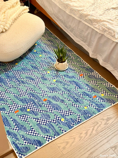 Abstract Area Rugs for Living Room, Contemporary Modern Rugs Next to Bed, Modern Carpets for Office, Geometric Modern Rugs under Dining Room Table-Paintingforhome