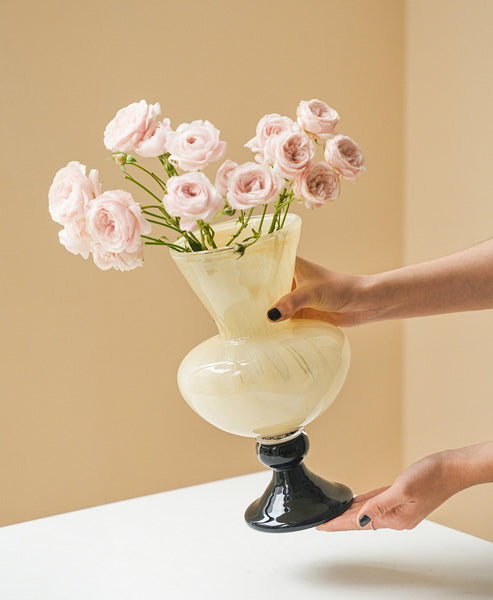 Unique Decorative Glass Vase, Centerpiece Contemporary Vases on Table, Mid Century Glass Vases, Handmade Modern Vases for Living Room, Modern Glass Vase for Flowers-Paintingforhome