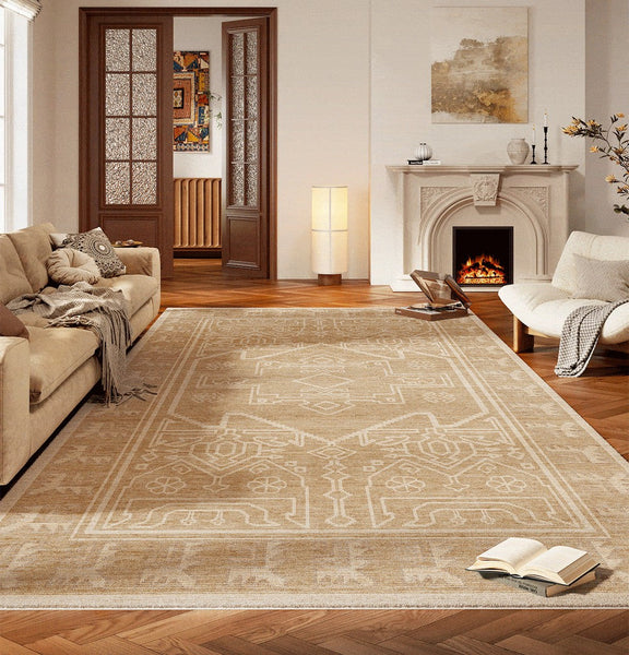 Large Modern Rugs under Dining Room Table, Contemporary Abstract Rugs Next to Bed, Geometric Modern Carpets for Office, Vintage Soft Turkish Rug for Living Room-Paintingforhome