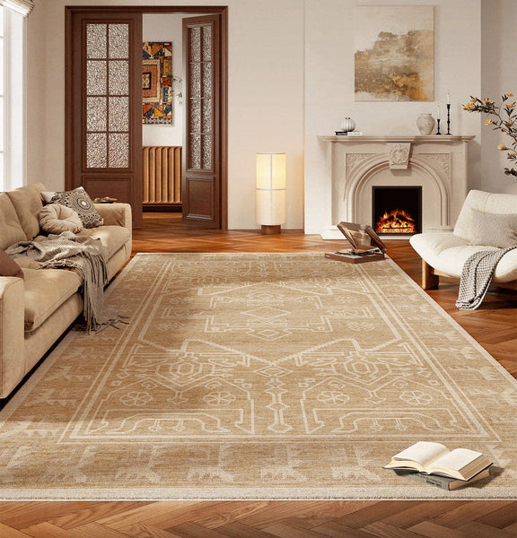 Large Modern Rugs under Dining Room Table, Contemporary Abstract Rugs Next to Bed, Geometric Modern Carpets for Office, Vintage Soft Turkish Rug for Living Room-Paintingforhome