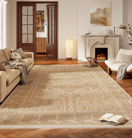 Large Modern Rugs under Dining Room Table, Contemporary Abstract Rugs Next to Bed, Geometric Modern Carpets for Office, Vintage Soft Turkish Rug for Living Room-Paintingforhome