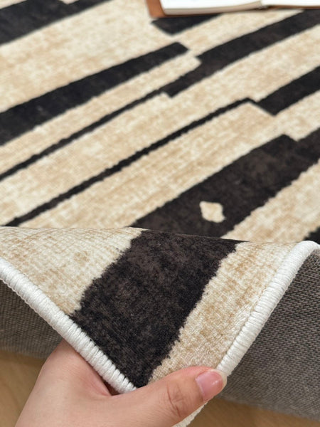 Contemporary Abstract Rugs Next to Bed, Modern Rugs under Dining Room Table, Geometric Modern Carpets for Office, Large Modern Rugs for Living Room-Paintingforhome