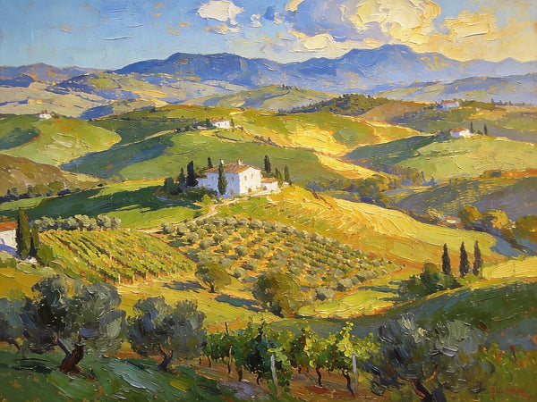 Landscape Wall Art Paintings, Tuscan Hills in Harmony, Hand Painted Canvas Art, Original Oil Paintings, On Canvas Small Paintings, Small Landscape Paintings-Paintingforhome