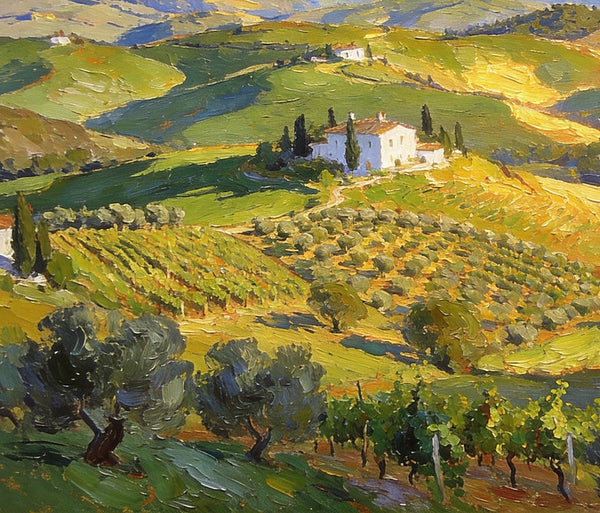 Landscape Wall Art Paintings, Tuscan Hills in Harmony, Hand Painted Canvas Art, Original Oil Paintings, On Canvas Small Paintings, Small Landscape Paintings-Paintingforhome
