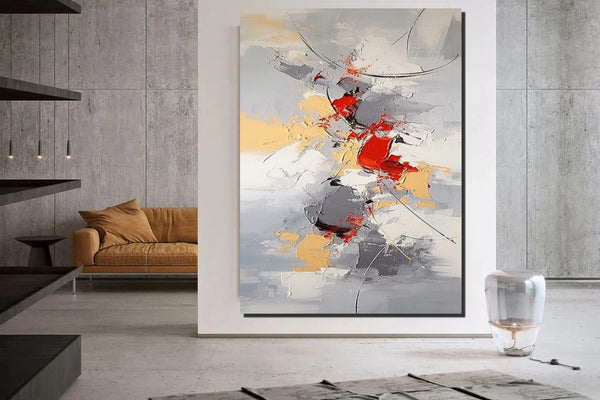 Large Canvas Painting for Office, Simple Modern Acrylic Paintings, Dining Room Canvas Painting, Contemporary Modern Artwork-Paintingforhome