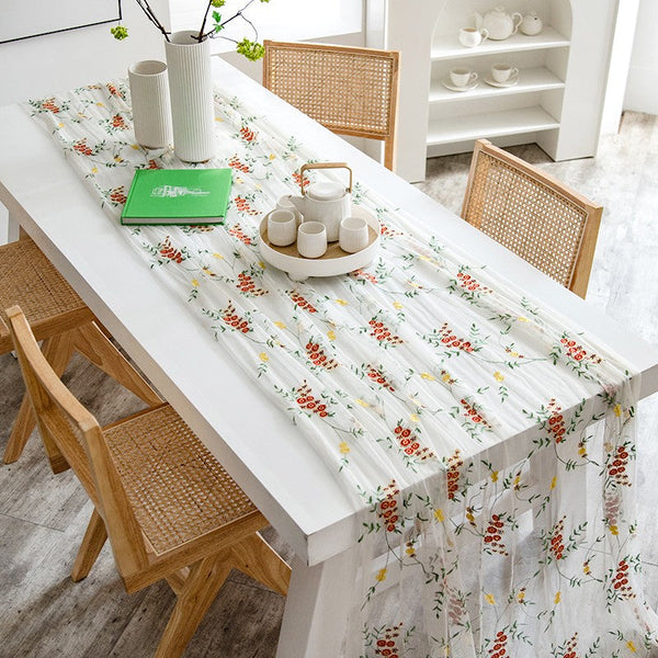 Spring Flower Rectangular Tablecloth for Oval Table, Extra Large Lace Tablecloths, Lace Embroidered Table Covers, Rectangular Table Covers for Coffee Table-Paintingforhome