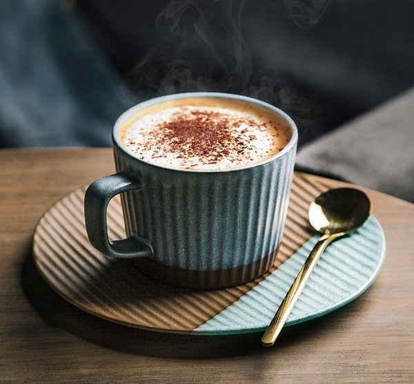 Coffee Cup and Saucer Set, Pottery Coffee Cups, Cappuccino Coffee Mug, Ceramic Coffee Cups, Coffee Cup for Sale, Tea Cup, White / Green / Blue / Yellow-Paintingforhome