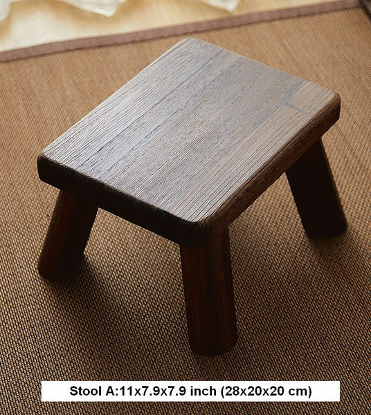 Dining Table Stool, Shoe-changing Stool, Solid Wood low Stool, Paulownia Wood Stool, Children's Wooden Stool, Sofa Stool-Paintingforhome