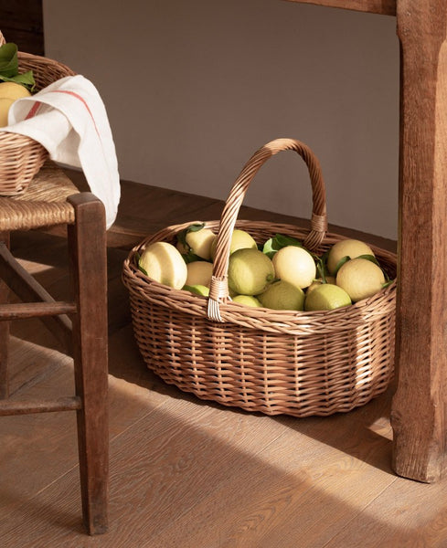 Lovely Willow Weaving Baskets for Vegetable, Large Picnic Food Basket with Handle, Natural Hand-woven Wicker Storage Basket, Natural Fruit Basket, Kitchen Storage Baskets-Paintingforhome