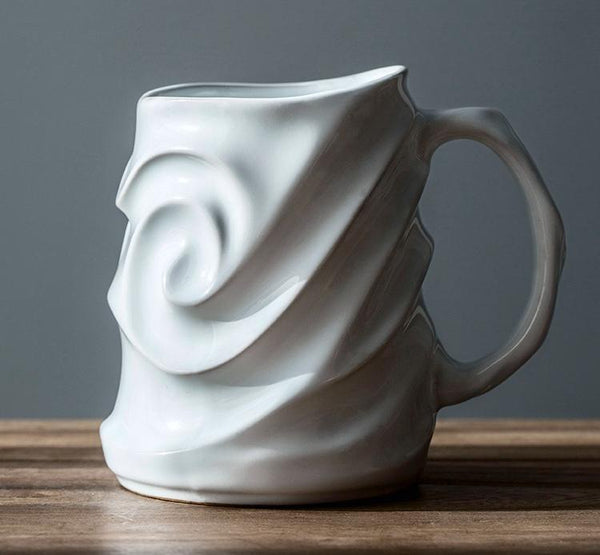 Stoneware Coffee Mugs, Black Ceramic Coffee Mug, Large Capacity Coffee Cups, Birthday Gifts, Handmade Pottery Coffee Mug-Paintingforhome