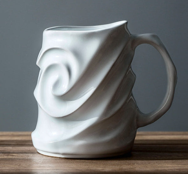 Brown Ceramic Coffee Mug, Stoneware Coffee Mugs, Large Capacity Coffee Cups, Large Handmade Pottery Coffee Mug-Paintingforhome