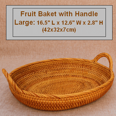 Small Round Storage Basket, Woven Rattan Basket, Fruit Basket for Kitchen, Storage Basket for Dining Room-Paintingforhome