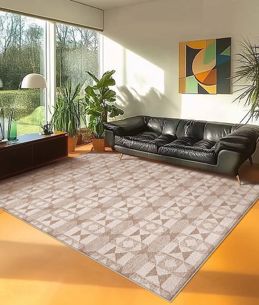 Contemporary Abstract Rugs under Dining Room Table, Large Modern Rugs for Living Room, Mid Century Modern Rugs for Bedroom-Paintingforhome