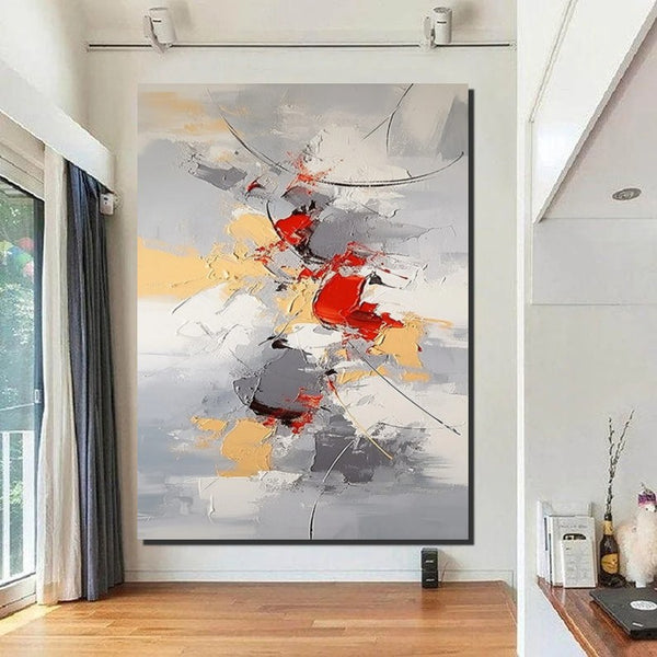 Large Canvas Painting for Office, Simple Modern Acrylic Paintings, Dining Room Canvas Painting, Contemporary Modern Artwork-Paintingforhome