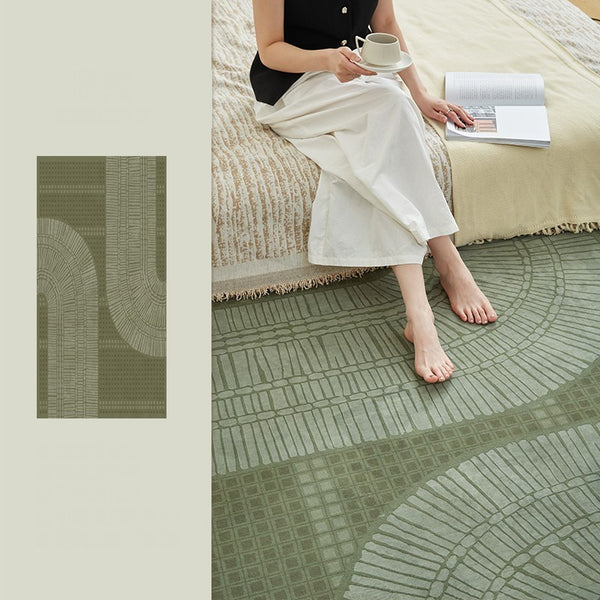 Dining Room Floor Rugs, Modern Rug Ideas for Living Room, Green Modern Rugs under Sofa, Abstract Contemporary Rugs for Bedroom-Paintingforhome