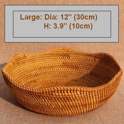 Small Round Storage Basket, Woven Rattan Basket, Fruit Basket for Kitchen, Storage Basket for Dining Room-Paintingforhome