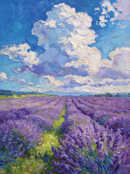 Original Landscape Art, Small Oil Paintings, Lavender of Provence, Small Paintings On Canvas, Hand Painted Canvas Art, Heavy Texture Wall Art Paintings-Paintingforhome