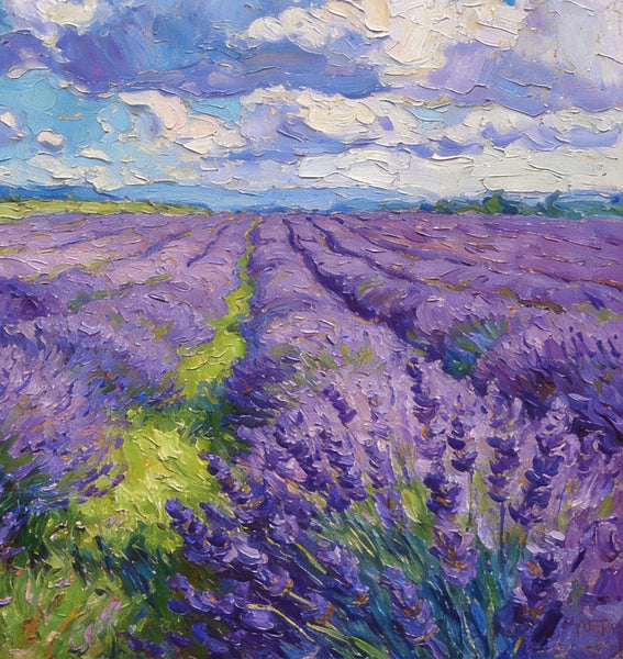 Original Landscape Art, Small Oil Paintings, Lavender of Provence, Small Paintings On Canvas, Hand Painted Canvas Art, Heavy Texture Wall Art Paintings-Paintingforhome