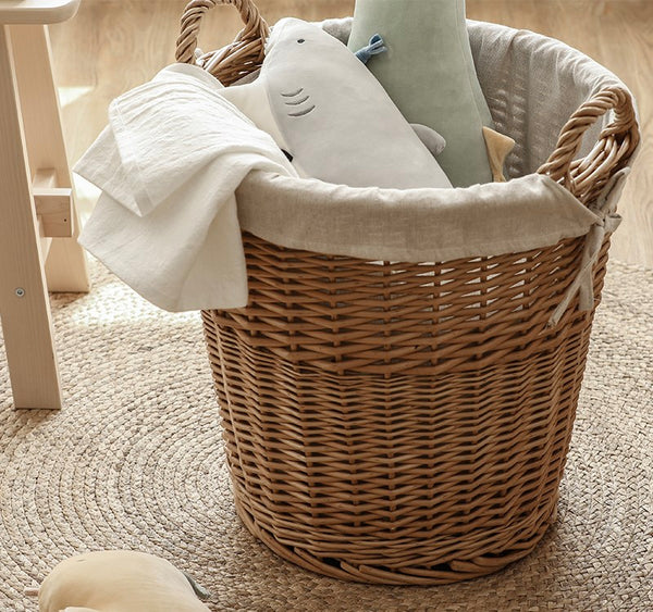 Large Food Storage Basket with Handle, Natural Hand-woven Wicker Storage Basket for Clothes, Willow Weaving Baskets for Clothes, Extra Large Kitchen Storage Baskets-Paintingforhome