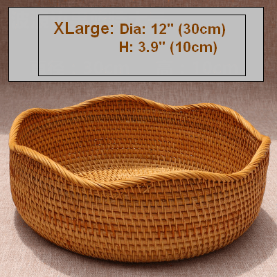 Small Round Storage Basket, Woven Rattan Basket, Fruit Basket for Kitchen, Storage Basket for Dining Room-Paintingforhome