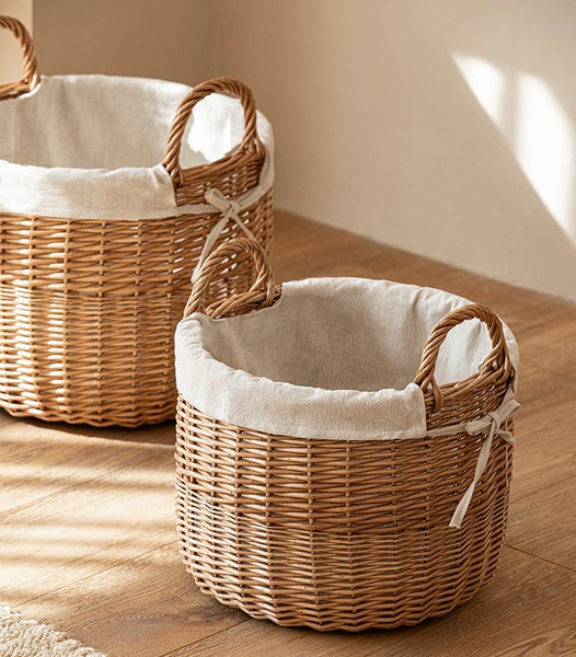 Large Round Storage Basket for Clothes, Natural Hand-woven Wicker Storage Basket for Clothes, Willow Weaving Baskets for Clothes, Extra Large Kitchen Storage Baskets-Paintingforhome