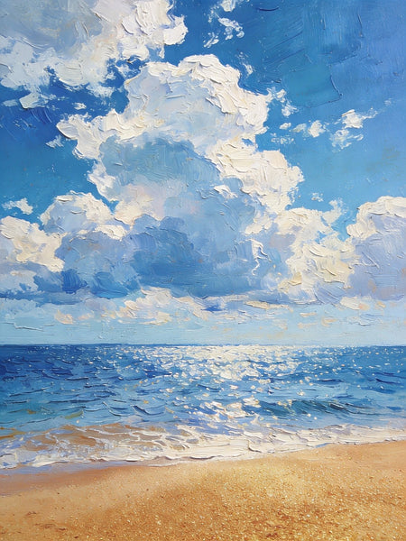Original Canvas Paintings, Coastal Peace and Quiet, Hand Painted Canvas Art, Small Oil Paintings, Palette Knife Artwork, Landscape Paintings for Bedroom
