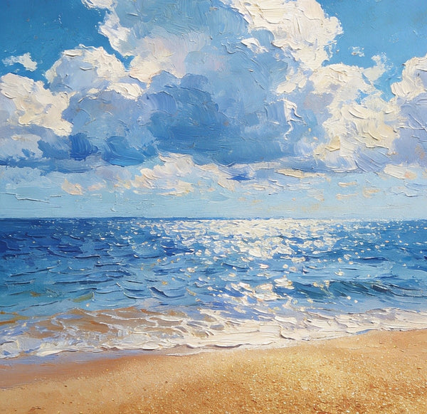 Original Canvas Paintings, Coastal Peace and Quiet, Hand Painted Canvas Art, Small Oil Paintings, Palette Knife Artwork, Landscape Paintings for Bedroom