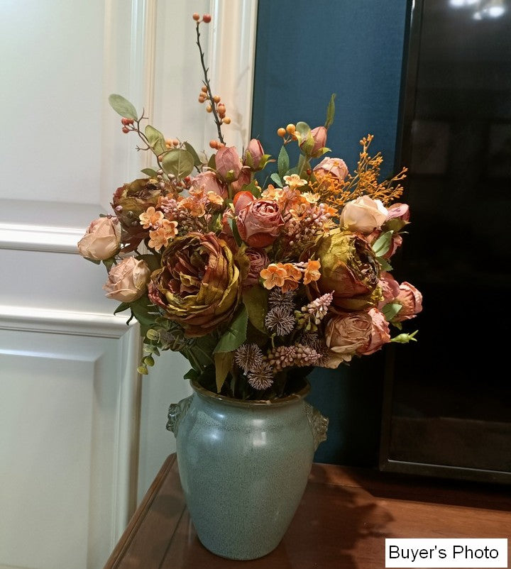 Beautiful Peony Rose Flowers Arrangement Interior Design, Large Faux S ...