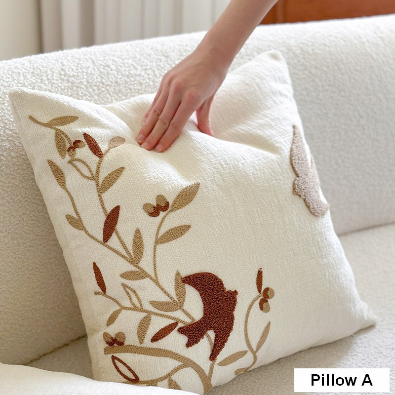 Square Decorative Pillow Covers, Decorative Pillows for Couch, Farmhouse Decorative Pillows for Sofa, Spring Swallow Decorative Pillows for Bedroom-Paintingforhome