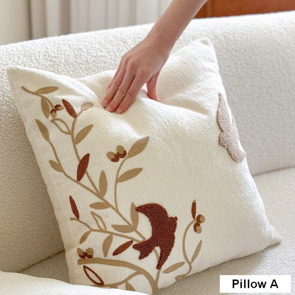 Square Decorative Pillow Covers, Decorative Pillows for Couch, Farmhouse Decorative Pillows for Sofa, Spring Swallow Decorative Pillows for Bedroom-Paintingforhome