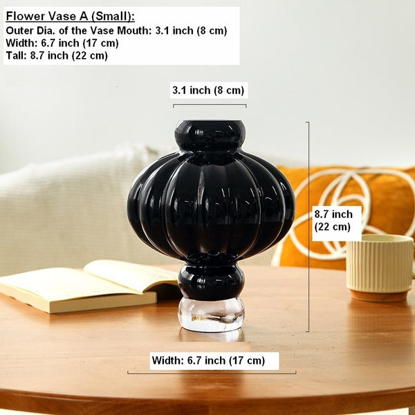 Black Glaze Vase, Contemporary Vases for Modern Home Decor, Black Glass Bud Vases, Handmade Liuli Vases, Centerpiece Vases on Table-Paintingforhome
