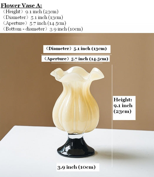 Unique Decorative Glass Vase, Centerpiece Contemporary Vases on Table, Mid Century Glass Vases, Handmade Modern Vases for Living Room, Modern Glass Vase for Flowers-Paintingforhome