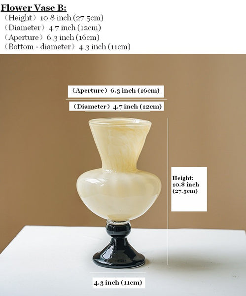 Unique Decorative Glass Vase, Centerpiece Contemporary Vases on Table, Mid Century Glass Vases, Handmade Modern Vases for Living Room, Modern Glass Vase for Flowers-Paintingforhome