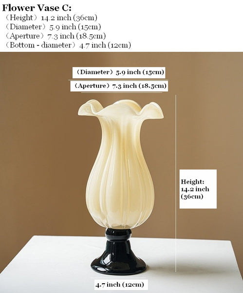 Unique Decorative Glass Vase, Centerpiece Contemporary Vases on Table, Mid Century Glass Vases, Handmade Modern Vases for Living Room, Modern Glass Vase for Flowers-Paintingforhome