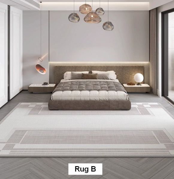 Geometric Modern Carpets for Bedroom, Modern Grey Rugs for Living Room, Modern Abstract Rugs under Dining Room Table-Paintingforhome