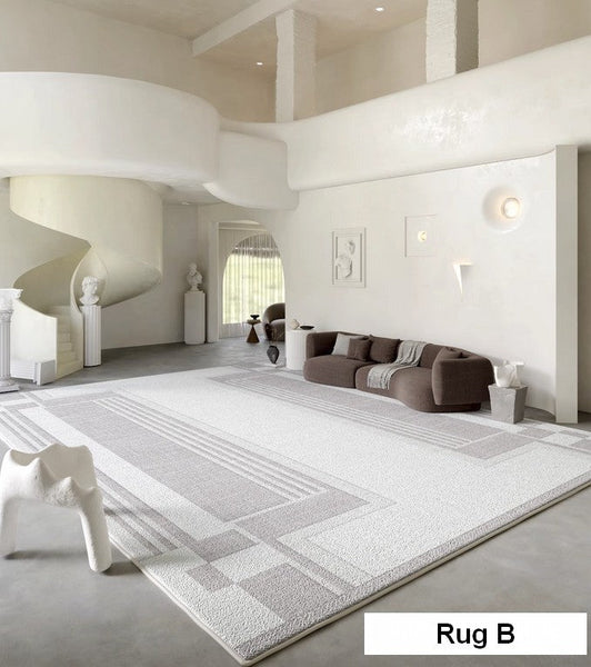 Geometric Modern Carpets for Bedroom, Modern Grey Rugs for Living Room, Modern Abstract Rugs under Dining Room Table-Paintingforhome