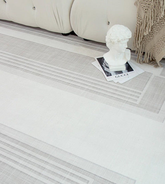 Geometric Modern Carpets for Bedroom, Modern Grey Rugs for Living Room, Modern Abstract Rugs under Dining Room Table-Paintingforhome